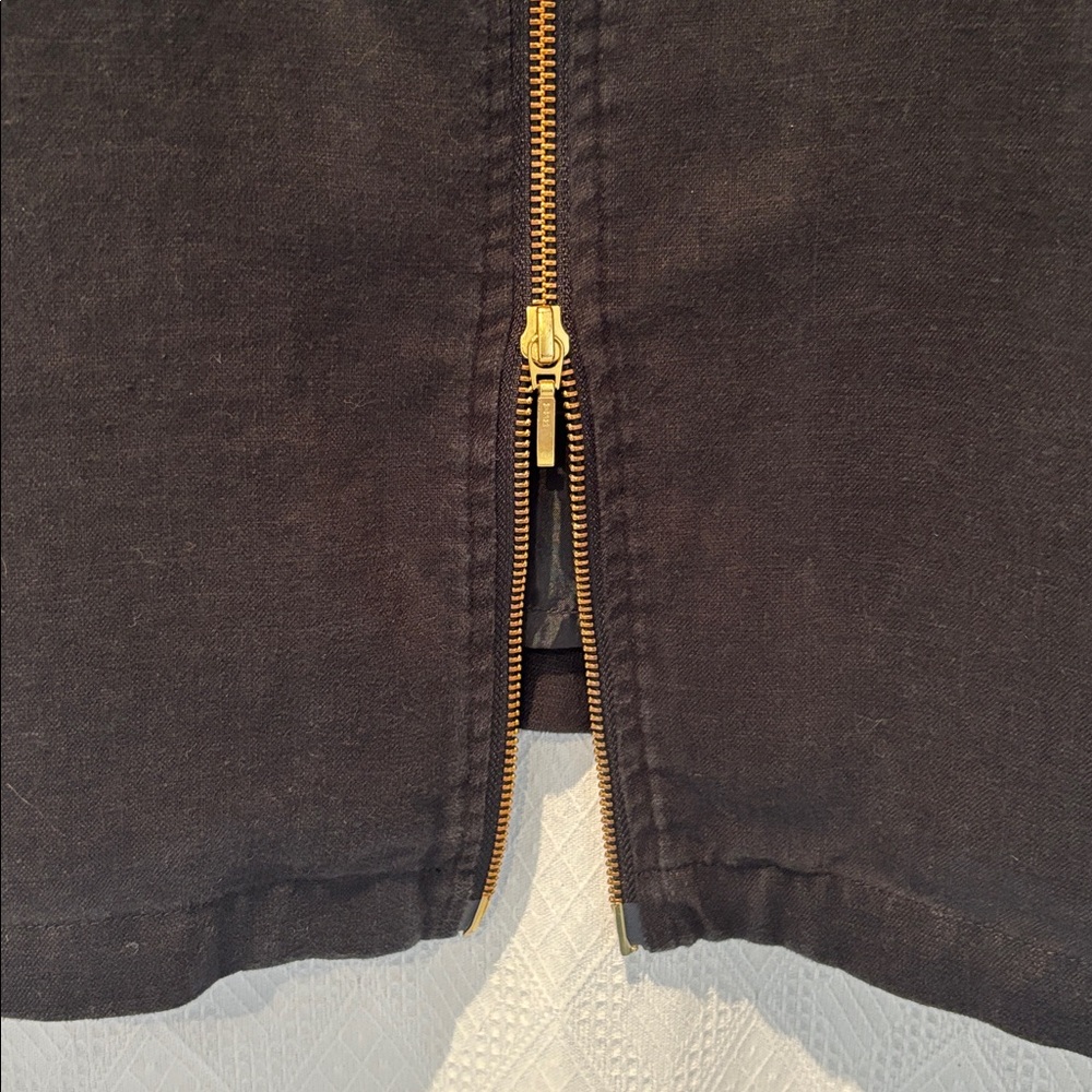 Black Linen Zip-Up Sleeveless Dress - Picture 6 of 7
